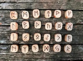 Rune Symbols on oak table